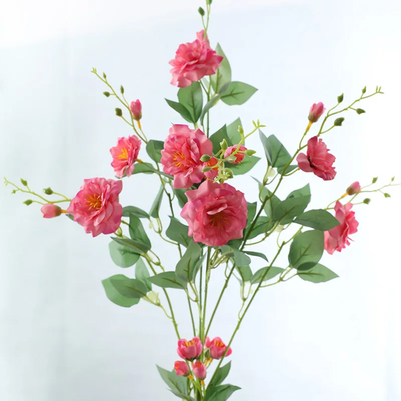 rose red Искусственный пластиковый цветок розы Белый Свадебный домашний декор длинный букет поддельные цветы Декор для сада для стены фон - Цвет: rose red