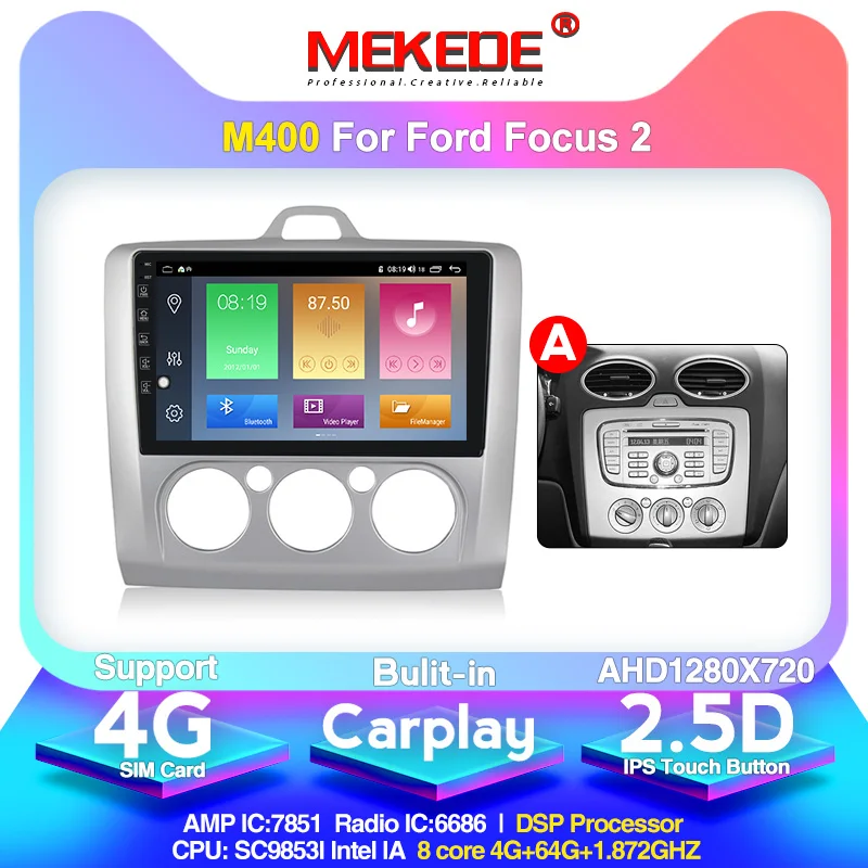 

2 din no dvd 4G+64G Android 10.0 DSP IPS For ford focus 2 Mk2 2004-2011 Car Radio Multimedia Video Player Navigation GPS 4G lte