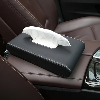 

Multifunction Car Block Tissue Box Holder PU Leather with Parking Number Pater Towel Case Napkin Storage Bag Black