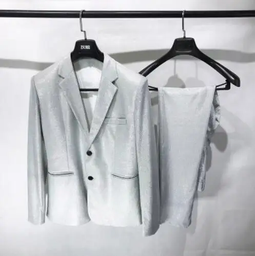 suit and pant A-14 S-6XL! градиентный Яркий Тонкий костюм из двух предметов, клубный костюм, костюм для полных и полных - Цвет: suit and pant A-14