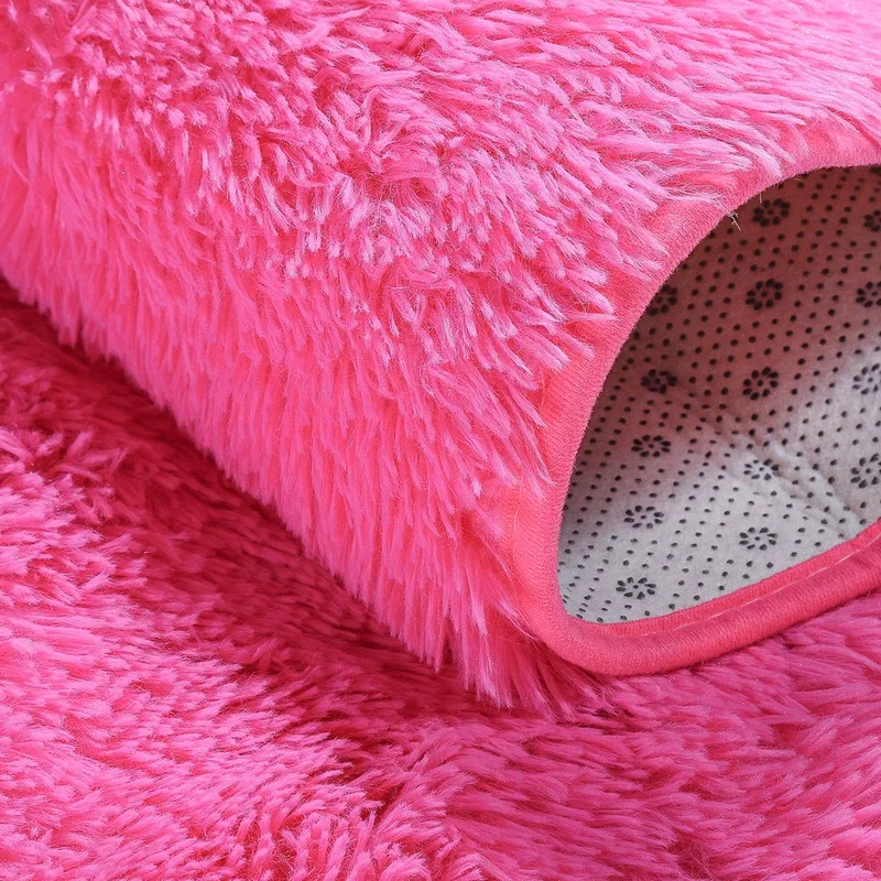 Round Fitness Yoga Carpet Fluffy Round Rug Carpets Silky Faux Fur Rugs