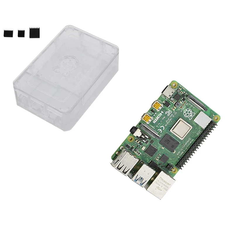 Для Raspberry Pi 4 Модель B 4G ram ABS чехол с черными радиаторами Поддержка 2,4/5,0 ГГц wifi Bluetooth 5,0 для RPI 4 DIY Kit