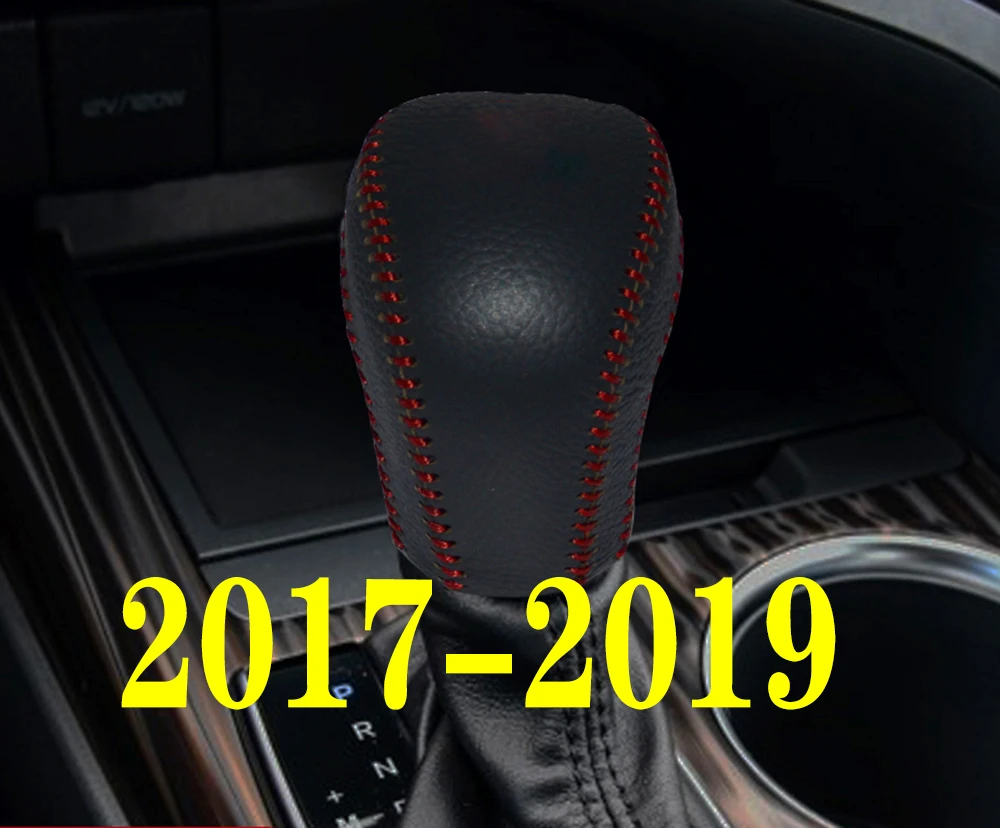 Автомобильный стиль, кожаный чехол, Головка рычага автоматической коробки передач, ручка переключения передач, рычаг переключения передач, чехол для Toyota Camry 2013 - Название цвета: 2017-2019 red