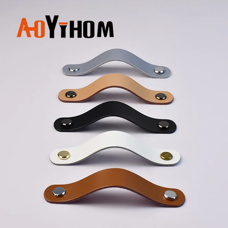 Furniture Handles Silver Leather Shoe Cupboards Cabinet Pulls for Kitchen Dressing Table Wardrobe