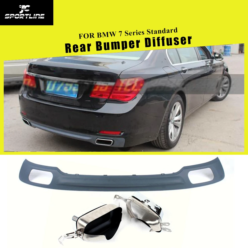 7 Series Rear Bumper Lip Diffuser with Exhaust Muffler Tips for BMW 730 740 Standard Bumper 2010 2011 2012 7 Series Rear Bumper Lip Diffuser with Exhaust Muffler Tips for BMW 730 740 Standard Bumper 2010 2011 2012