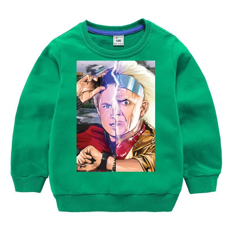 T51-green Детская Back to The Future принт хлопок девочки; дети хлопковые пуловеры, топы для маленьких мальчиков осенняя одежда свитера для детей, которые начинают ходить - Цвет: T51-green
