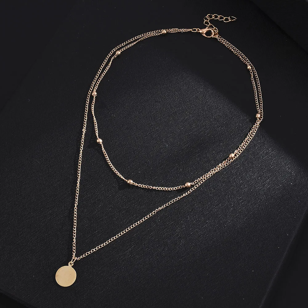 2020 nuova tendenza della moda struttura in metallo forma geometrica collana a forma di moneta in oro retrò Street gioielli da donna in stile semplice