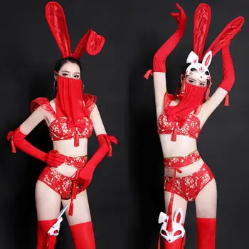

New GoGo Dance Jazz Dance Performance Costume Nightclub Bunny Girl Leading Dance Costume Party Rave Cosplay Costume Women