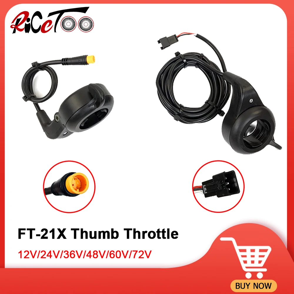 Electric Bike WUXING FT-21X Thumb Throttle 12V24V36V48V60V72V SM Waterproof Plug Bicycle Right Hand Accelerator Accessories