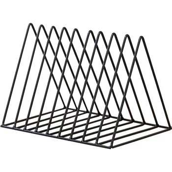 

Bookshelf iron Geometry Newspapers and Magazines Storage Rack Home Decor Shelf - black