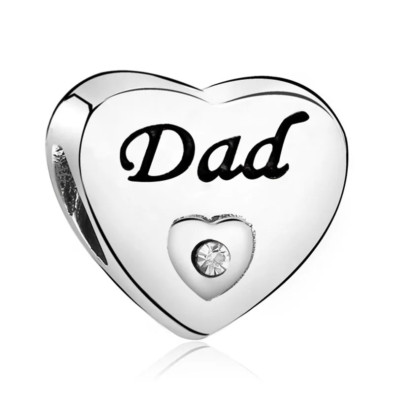 Nan Sister Grand Daughter Лучший Друг Микки Сердце Бусины Подходит Pandora браслет и браслет DIY для женщин Изготовление ювелирных изделий - Цвет: dad