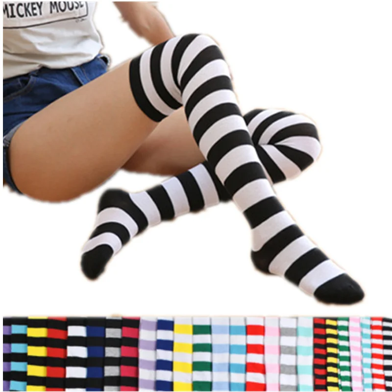 

2020 Colorful Sexy Striped Boots Compression Stockings Ladies Over Knee Socks Long Women's Sock Body Thigh High Tube Socks Women