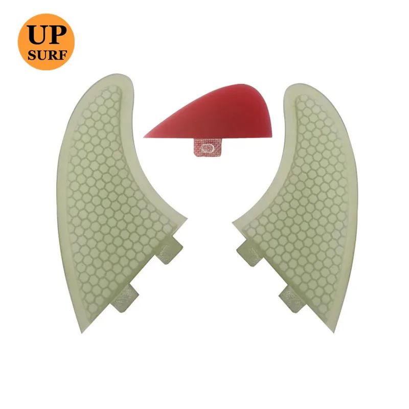 

2+1 Surfboard Fins Twin Fins+Small Central Fin UPSURF FCS Fins Set Honeycomb Surf Fins Double Tabs Surfing Twin Side+Centre Fin