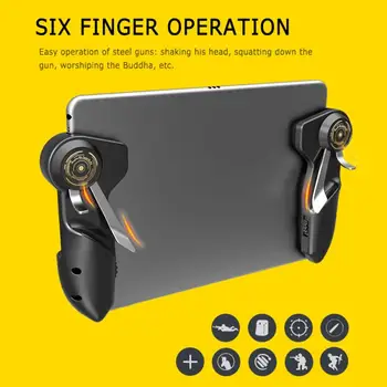 

Six Finger Pubg Game Controller Mobile Game Joystick Handle Target Button L1R1 Shooter Gamepad Trigger For Ipad Xiaomi Tablet