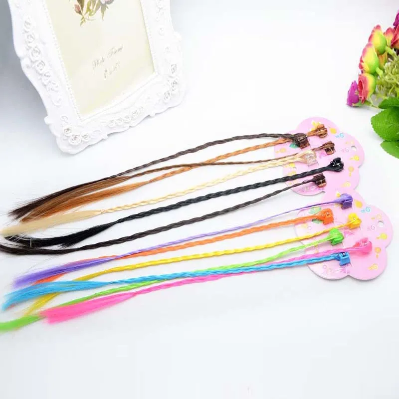 12pcs 12 шт. детские цветные нейлоновые волосы для наращивания, 28 см, накладные волосы с неоновым зажимом для дня рождения, яркие подарки - Цвет: 12pcs