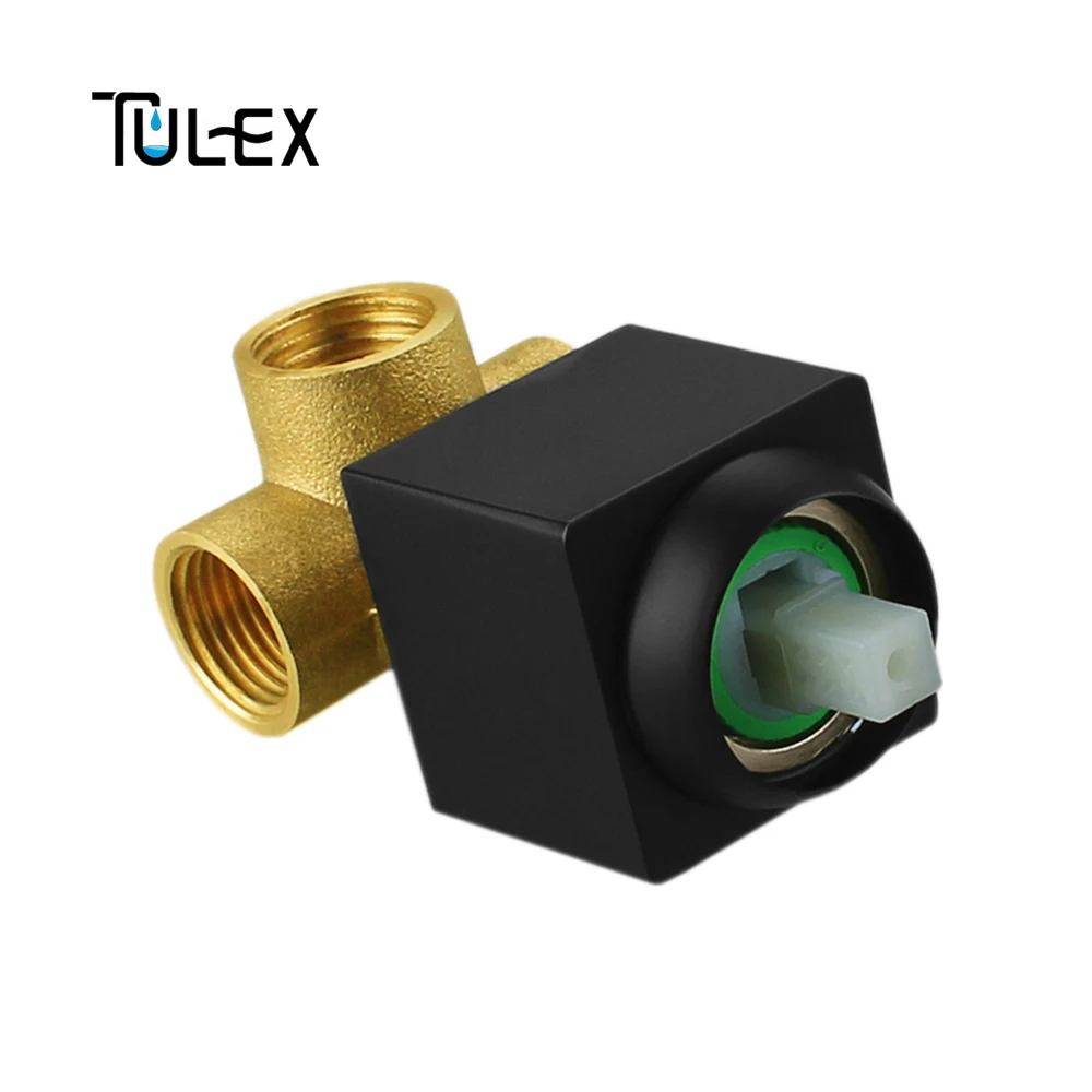 TULEX, черный скрытый смеситель для душа, настенный клапан, горячая и холодная вода, душевой кран, латунная насадка для душа