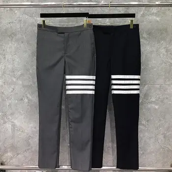 

2020 Fashion TB THOM Brand Pants Men Casual Suit Pants Men's Business Striped Spring And Autumn Straight Formal Trousers Ins