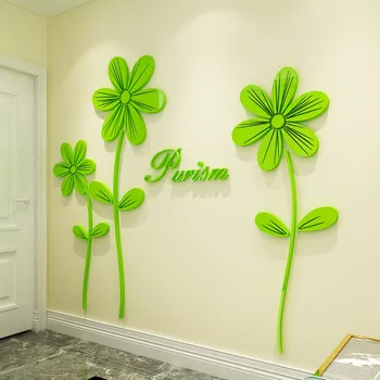 

Stickers Six-Petal Flower Crystal 3d Acrylic Mirror Wall Stickers Entrance TV Sofa Bedside Background Decorative Painting