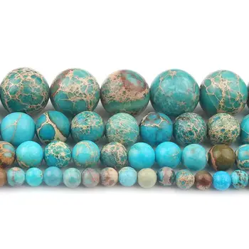 

Natural Stone Lake Blue Sea Sediment Turquoises Imperial Jaspers Round Loose Beads 4/6/8/10MM Diy Beads For Jewelry Making