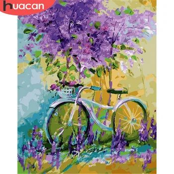 

HUACAN DIY Pictures By Number Bicycle Kits Drawing On Canvas Painting By Numbers Flower Hand Painted Picture Art Home Decor