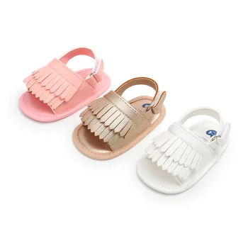 

Baby Sandals Girls Boys Solid Fringe Newborn Infant Toddler Anti-Slip Cotton Sole Light Weight First Walkers Cute Summer Shoes