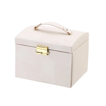 

Makeup Organizer Cosmetic Storage Box PU Leather Container Multi-Function Desktop Storage Box Portable Cosmetic Case with Mirror