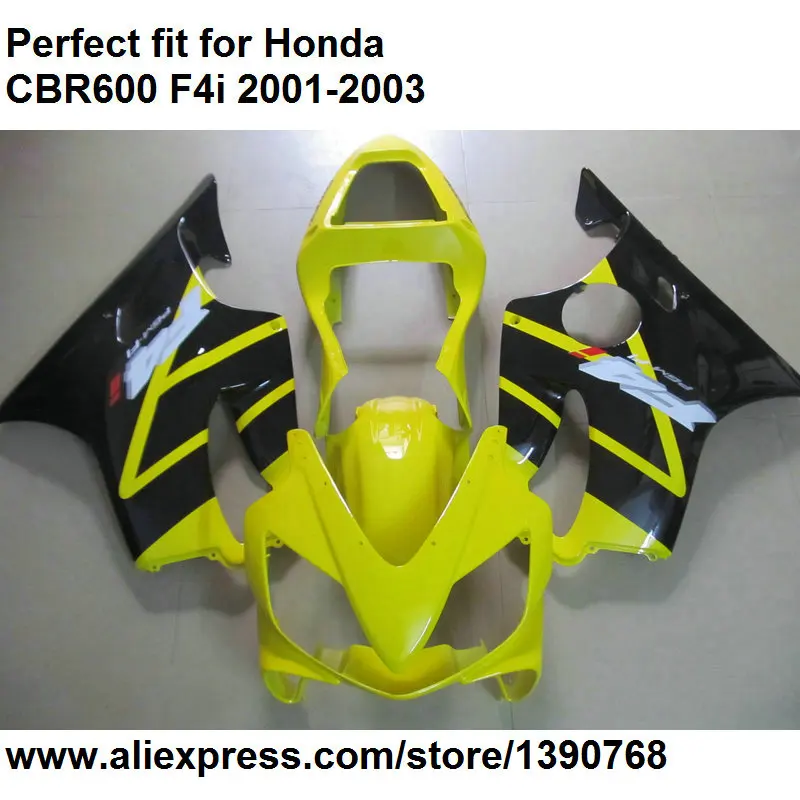 Обтекатели из АБС пластика для Honda CBR 600 F4i 2001 2002 2003 желто черный Обтекатель kit CBR600F4i
