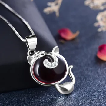 

Korean Style S925 Sterling Silver Pendant Plain Silver Accessories DIY Handmade Creative Simple Cat Lady Pendant Jewelry