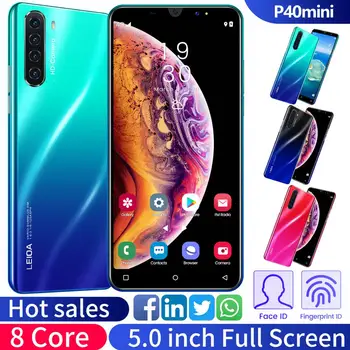 

New Hot Sell 5.0 Inch P40 Mini Smart Android 9.1 Face ID Octa Core 4 Camera 4G Global Version Smartphone Send Mobile Phone Case