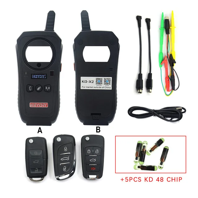 KEYDIY KD-X2 Car Key Garage Door Remote kd x2 Generater/Chip Reader/Frequency - Цвет: with 5pcs 48 chip