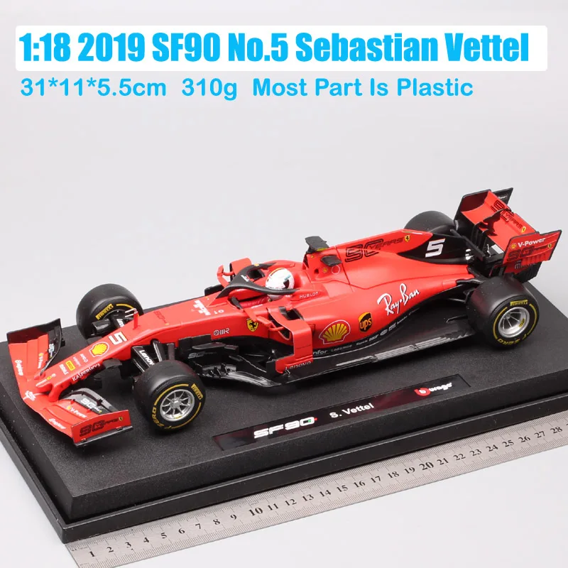 1/18 весы большой BBurago Формула гоночный автомобиль dirver SF90 № 16 Charles Leclerc № 5 Себастьян игрушечные машинки модели автомобилей - Цвет: 2019 SF90 No.5 Seb