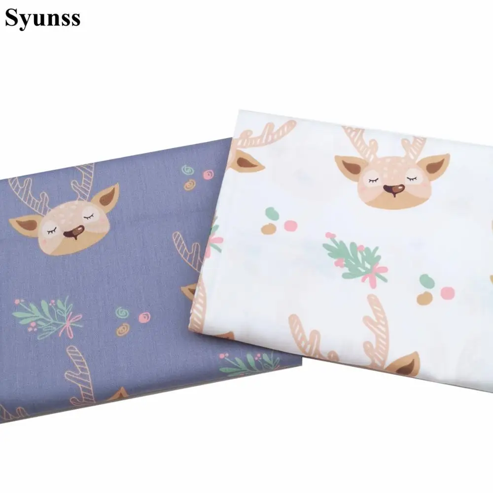 Syunss мультфильм олень с цветочным принтом Хлопок Ткань DIY ткани лоскутное одеяло шитье детские игрушки постельные принадлежности стеганый Tecido ткань