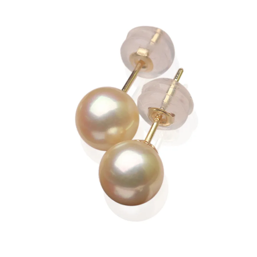 

MADALENA SARARA AAA 9mm Natural Southsea Gold Pearl Saltwater Pearl 18 K Gold Stud Earring Simple Pop Earrings