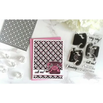 

New 2019 Metal Cutting Dies and Scrapbooking For Paper Making Telephone Background Embossing Without Stamps Frame Card Craft Set