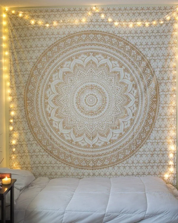 Большой плед с рисунком мандалы индийский настенный гобелен пляжное полотенце Богемия полиэстер тонкое одеяло йога коврик-шарф 210x150 см одеяло