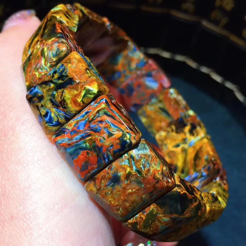 

100% Natural Blue Yellow Pietersite Bracelet For Woman Man Crystal 16x12mm Rectangle Beads Namibia Firework Stone Jewelry AAAAA