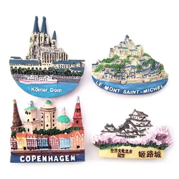 

France Copenhagen Japan Tourist Travel Souvenir 3D Resin Fridge Magnet Refrigerator Magnetic Stickers Craft