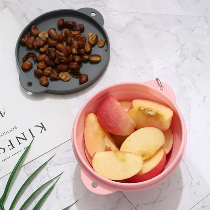 Travel Silicone Bowl Folding Lunch Box Portable Collapsible Salad Bowl With Lid Expandable Food Storage