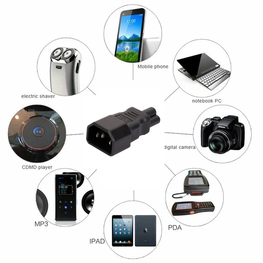 IEC320 C13 C14 to C6 C5 Convert Power Connector UPS PDU APC Male to Female Power Plug Adapter Socket for Laptop PC 10A Black plug adapter,electrical socket,power socket,power plug adapter