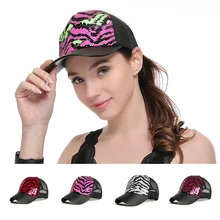 Летнее платье с блестками волна светоотражающий сетчатый Бейсбол Кепки s для Женский хвостик Snapback Шапки Женская Праздничная обувь бар, ночной клуб тенденция Кепки Bq105