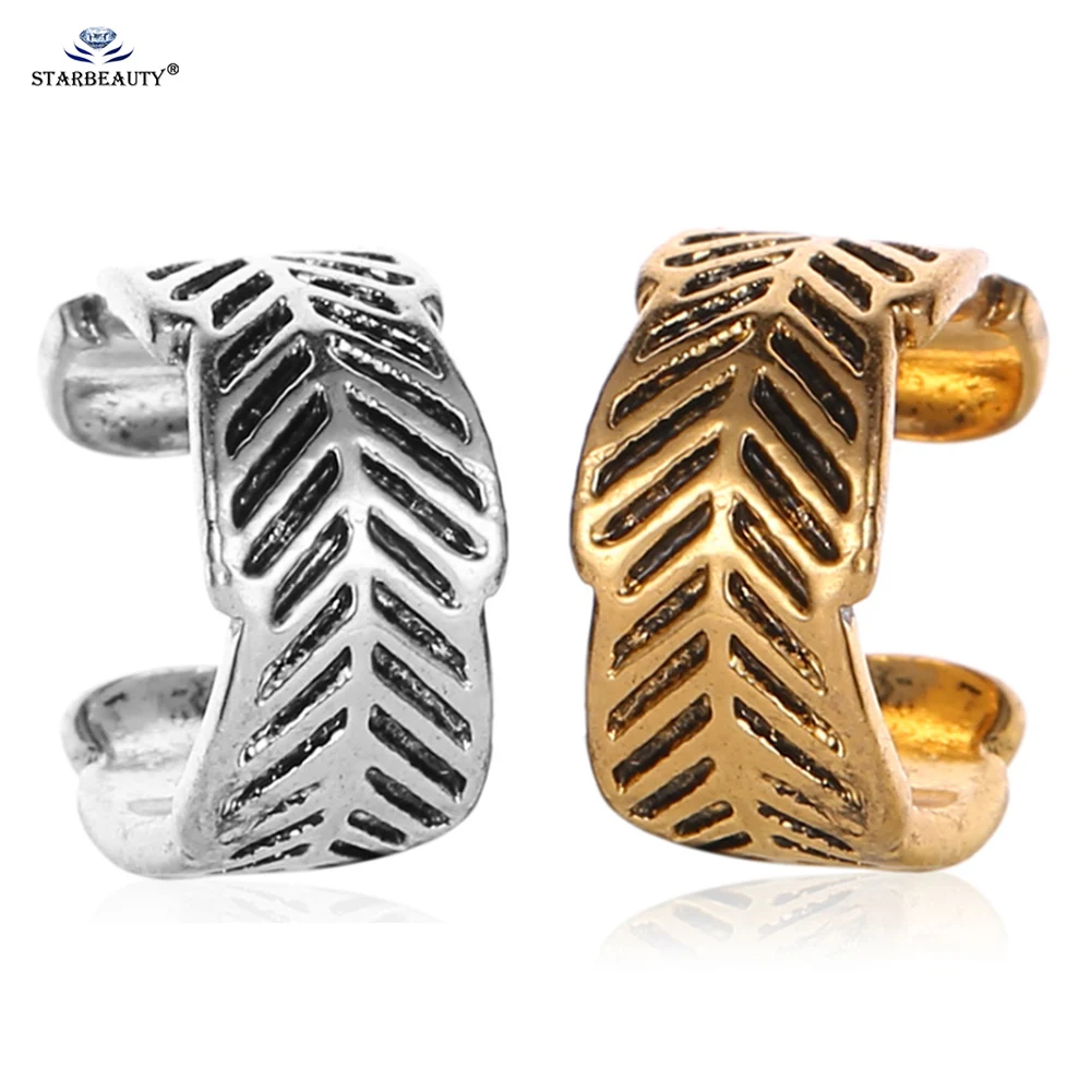 2 шт. Винтажные серьги-манжеты в виде листьев женские и мужские ювелирные изделия