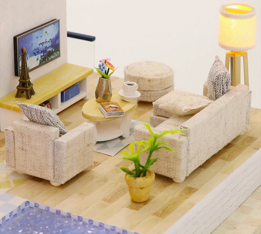 Кукольный дом деревянная мебель 3D Мини Кукольный дом DIY Дом мини сборка головоломка сумка Детский подарок на день рождения игрушки
