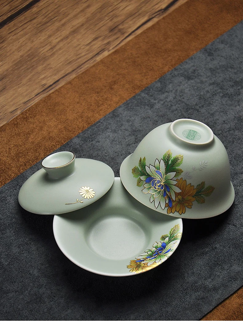 Gaiwan керамическая чашка для чая с крышкой блюдце набор 150 мл чайник мастер чашка изысканный чай супница чайный набор кунг-фу чайная посуда для напитков в подарок