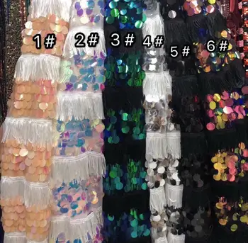 

2019 Latest French Organza Laces Fabric High Quality Gold African Tulle Laces Fabric Sequins Laces In Green For Party Dress