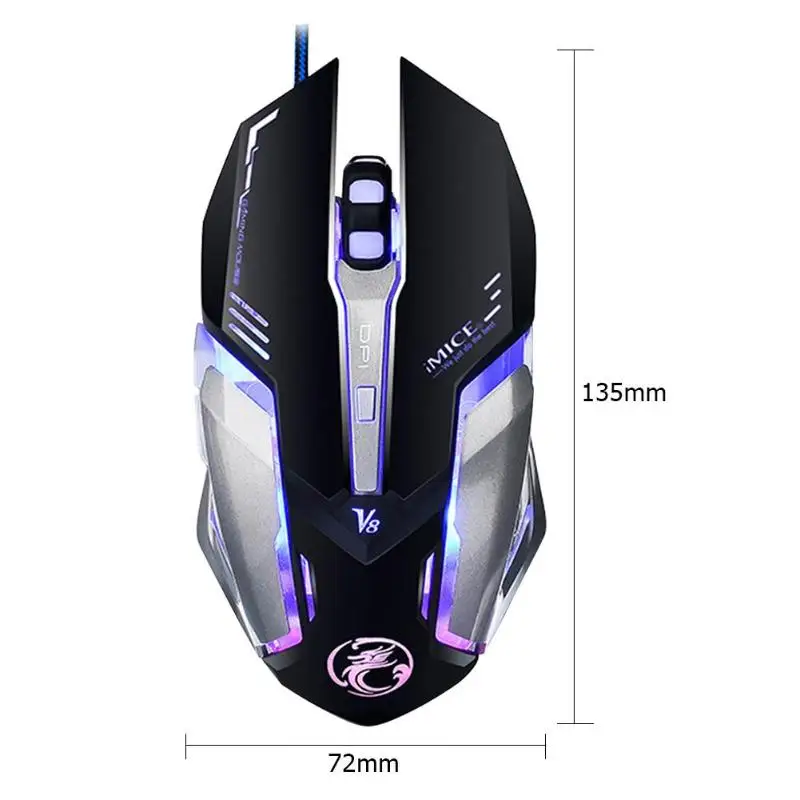 IMICE V8 USB Проводная оптическая игровая Мышь компьютер 6 Кнопка 4800 Точек на дюйм RGB светодиодный Цвет дыхание светильник игровая мышь для ПК, ноутбука, Тетрадь