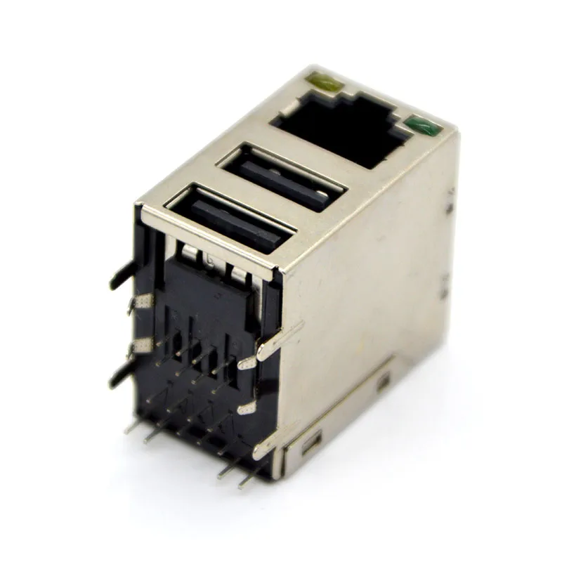 Новый Сетевой разъем двойной USB светодиодный + RJ45 для печатных плат специальная