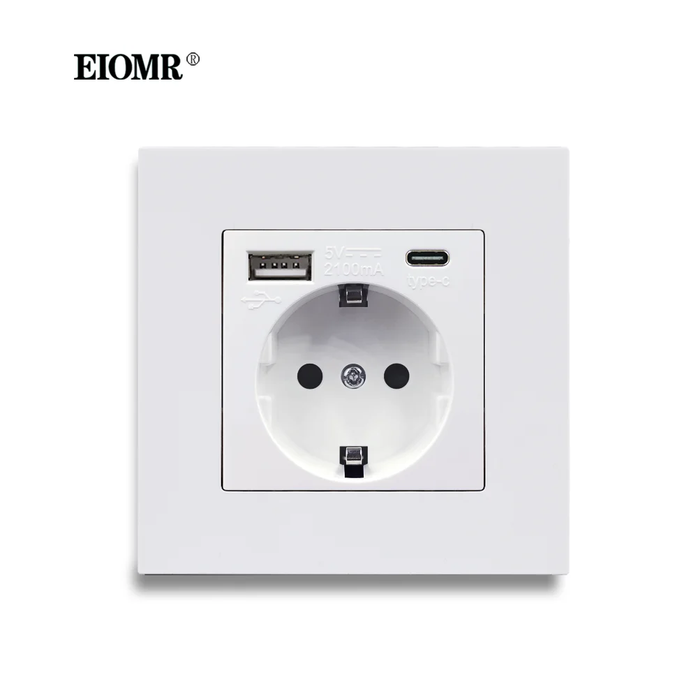 Электрическая розетка EIOMR настенная с Usb-портами 86 х86 мм 5 В 2100 мА | Обустройство