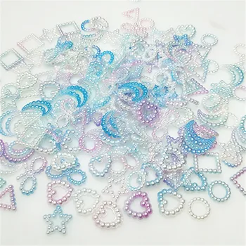 

50/100pcs/pack Gradient Colors Mix Size Moon Star Heart ABS Hollow Pearl Loose Beads Clothes DIY Garment Beads Crafts