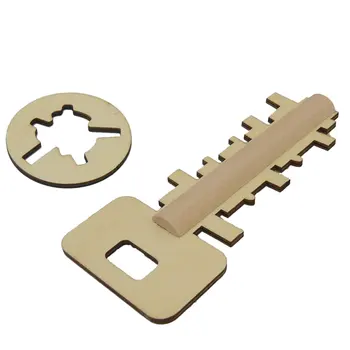 

Handmade Wooden Unlock Puzzle Key Lock Classical Kids Children Toy Intellectual Brain Tease Game Puzzle Solution Key Lock