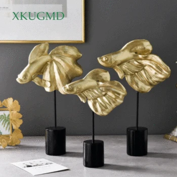 

Black Base Goldfish Resin Decoration Simulation Animal Sculpture Crafts Office Auspicious Decoration Home Decoration Accessories